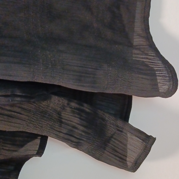 Joanna Sheer black oversized blouse size small button down with square pattern - Picture 5 of 8